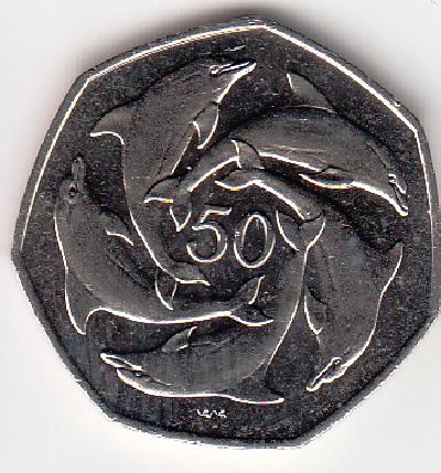 Beschrijving: 50 Pence DOLPHINS